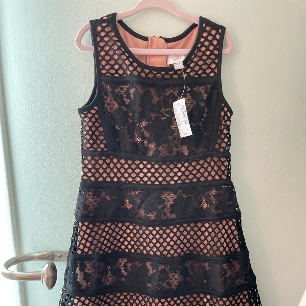 Children's Place Pink and Black Lace Dress 6x/7